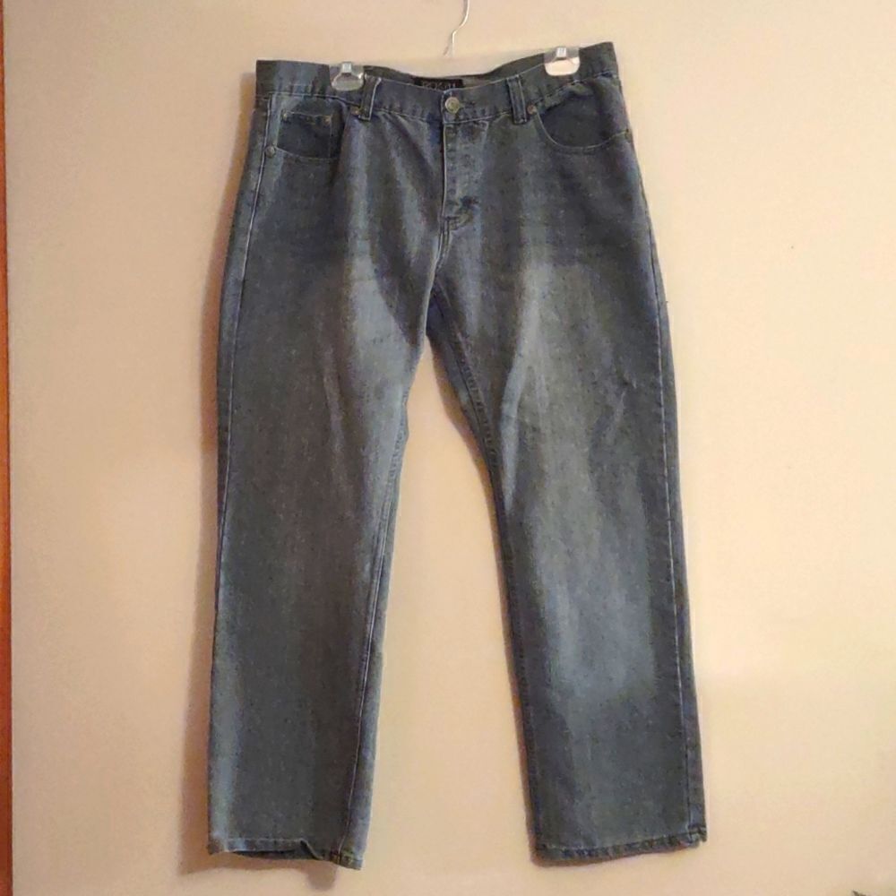 ROK Men's 38x32 Gray Jeans Cotton Blend Straight‎ Leg Super Soft
